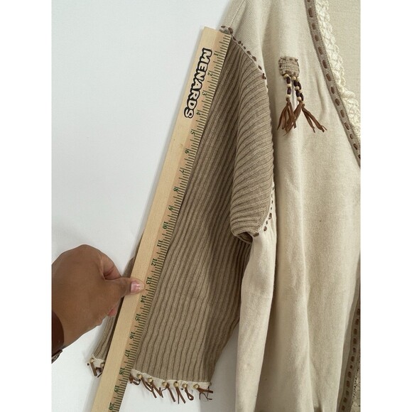 NWT STORYBOOK KNITS Crochet Knit Western Sweater Cardigan Fall Tassle Beaded - Picture 9 of 13